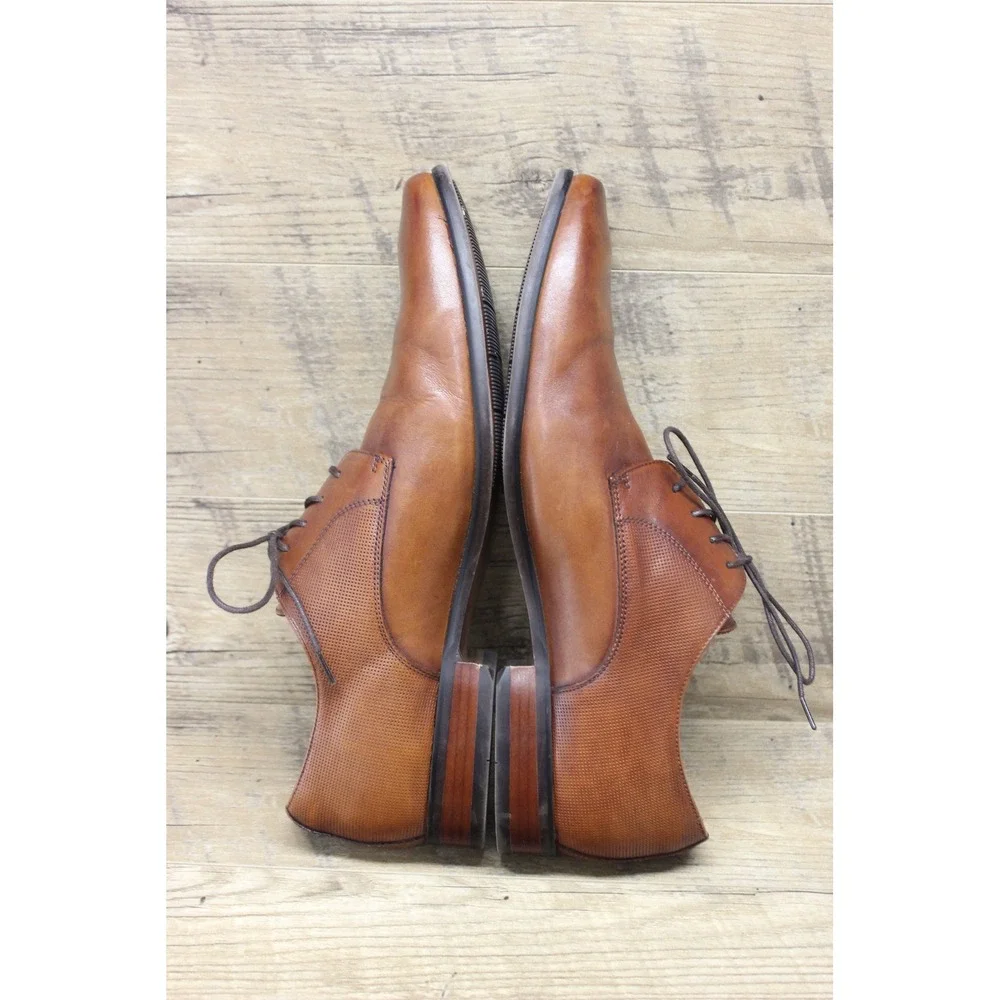 Florsheim Postino Oxford Shoes Men's 12D Cognac Leather Plain Toe Lace Up‎